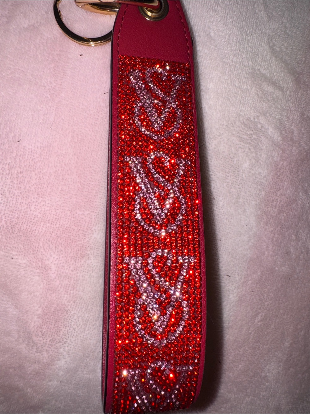 VS Red Crystal Heart Keychain Wristlet